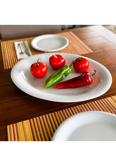 Alezy 630 Göreme Melamin Termostar Arya Kayık Tabak 39,5 Cm Beyaz