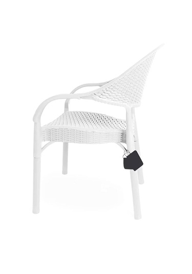 Alezy Bambu Rattan Kollu Koltuk 6 Adet Beyaz