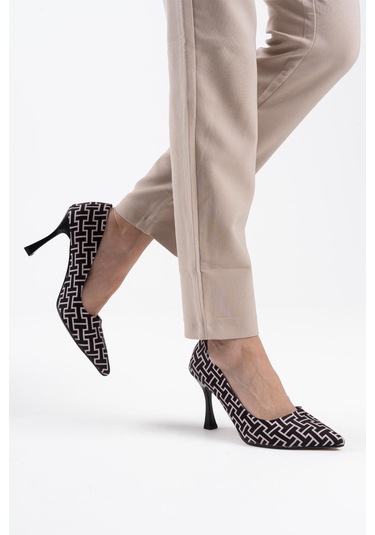 Kelsey Kadın Siyah Desenli Stiletto Siyah