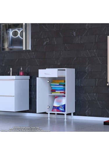 Emir 45 X 88 X 32,5 Cm Mutfak Dolabı 1 Çekmece 1 Kapak 1 Raf 2 Gözlü Organizatör Çok Amaçlı Dolap Beyaz