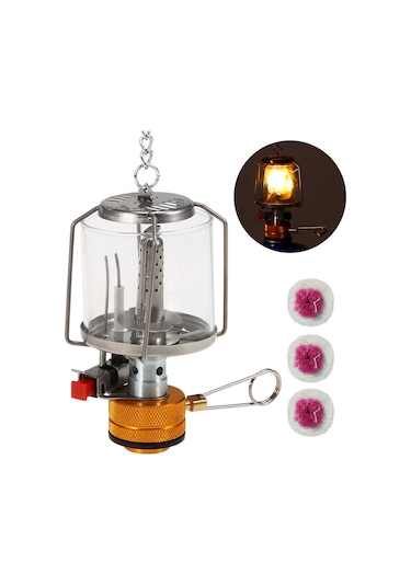 Leezsing Kamp Ve Macera İçin Taşınabilir Çelik Gaz Feneri + 3 Adet Yanma Teli, Hızlı Ateşleme Ve Ayarlanabilir Parlaklık Özellikli Çok Renkli
