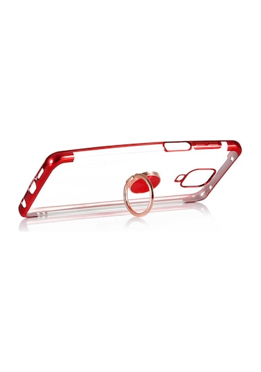 Redmi Note 9s / Redmi Note 9 Pro Kılıf Kenarları Renkli Yüzüklü Manyetik Silikon Siyah