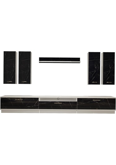 Decoraktiv Trendstyle 8d Mdf Tv Ünitesi Tv Sehpası Beyaz - Siyah Mermer