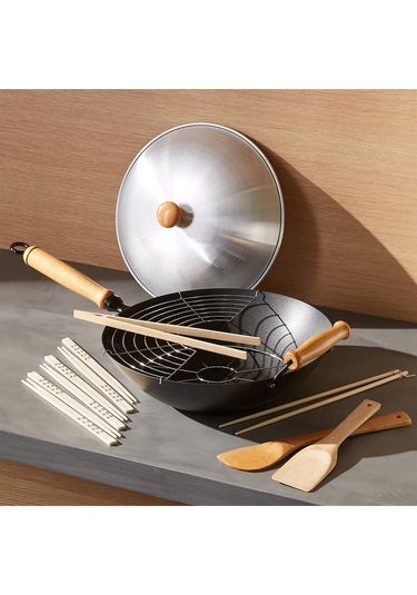 10 Parça Wok Tava Seti, Otantik Çin Mutfağı Deneyimi Çok Renkli
