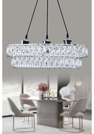 Sultan 50'lik Krom Lüx Taşlı Mutfak Salon Antre Yatak Ve Çocuk Odası Avize Krom