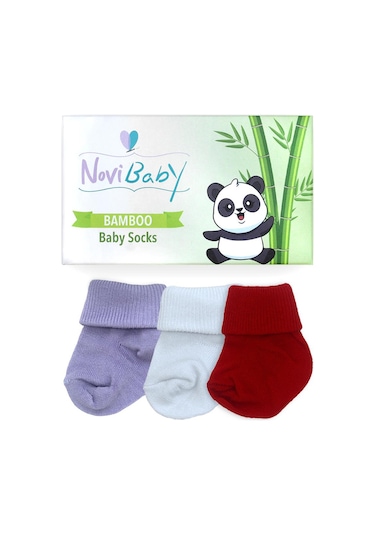 Novibaby 3'lü Bambu Yenidoğan Bebek Çorabı I Country I 0-6 ay "Karışık Renkli"