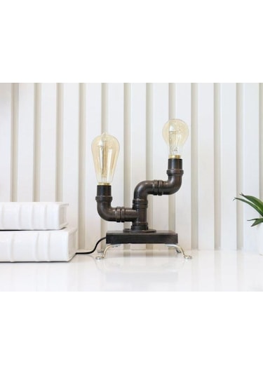 Borulardan Masa Lambası,endüstriyel Minimalist Lamba,hediyelik Rustik Siyah