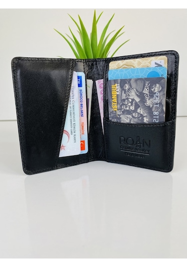 Roan Hakiki Deri Minimal Kartlık/kartvizitlik Siyah Kroki