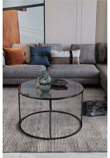 Dekoport Royal Orta Sehpa - Füme Cam Siyah