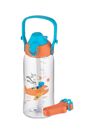 Uzspace 730ml Tritan Tek Kapak Çift Kullanım Pipetli/Pipetsiz Askı Aparatlı Tritan Çocuk Su Matarası