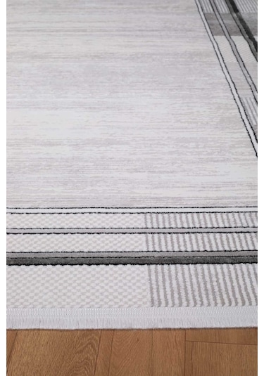 Voyage %100 Akrilik Yumuşak Dokulu Halı Kilim Salon Mutfak Koridor Yolluk Dokuma Makine Halısı Ac-410 Gri