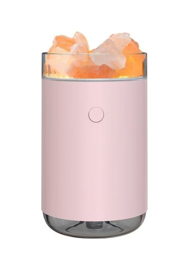 Pembe Tuz Taşı Işıklandırmalı Ev Ofis Nemlendirici - Hava Temizleme Ve Nem Tutma Özellikli, 7 Renkli Led Işıklı Masaüstü Aromaterapi Cihazı