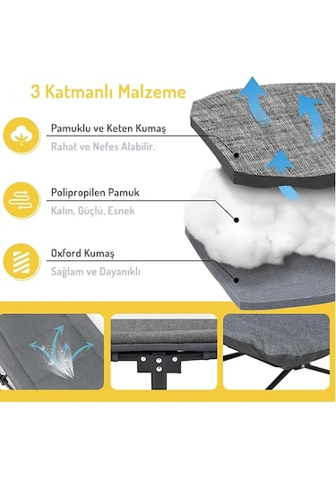 Efsane Kamp Konfor Ultralight Kampet Portatif Kamp Yatağı Siyah