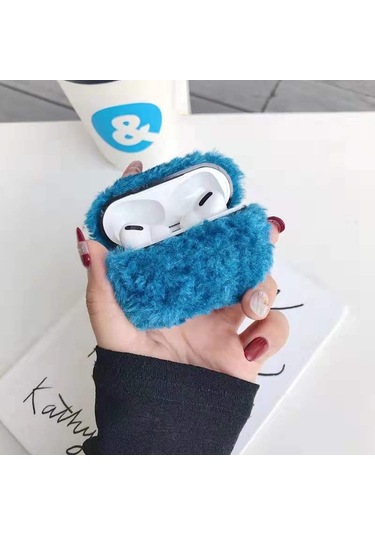 Airpods Uyumlu Pro Peluş Bluetooth Kulaklık Koruyucu Kılıf İçin Mavi