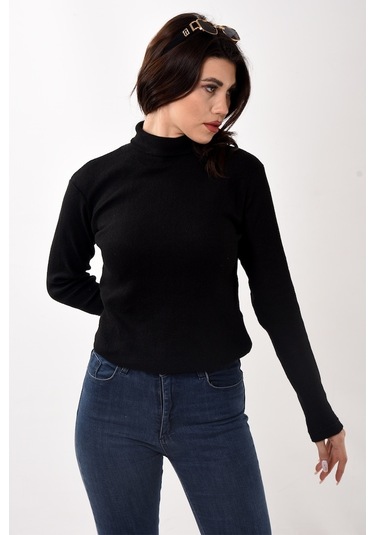 Kadın Balıkçı Yaka Boğazlı Slim Fit Kazak