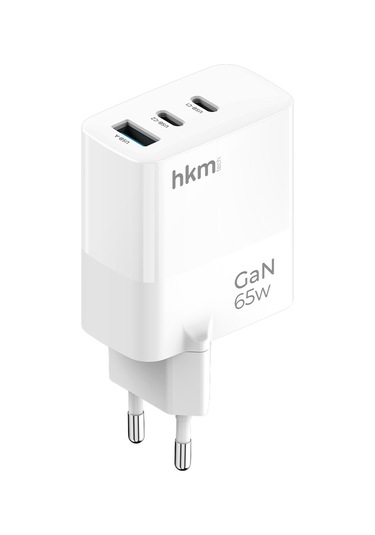 Gan Multi 65W Usb-A Ve 2*Type-C Üç Portlu Hızlı Şarj Aleti Güç Adaptörü Beyaz