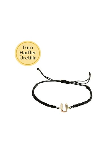Ip Örgü 14 Ayar Altın Ü Harfli Bileklik Sarı Altın