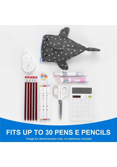 Mufunye Mavi Köpekbalığı Desenli Geniş Hacimli Kalem Kutusu - Öğrenci Ve Ofis İçin Evrensel Uyumlu Stüdyo Dolabı Mavi