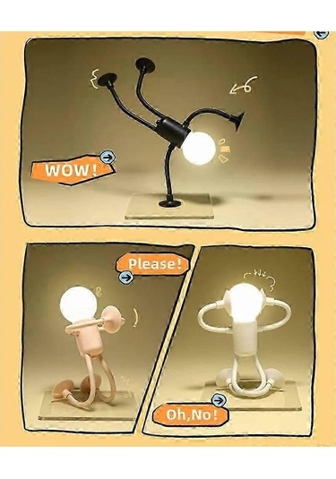 Kalıplanabilir Komik Sporcu Gece Lambası Düğme Pil Masa Lambası Çok Yönlü Mini Lamba Yaratıcı Süs Vakum Adsorpsiyon Çok Renkli