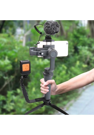 Geeksen "l Şekilli El Tipi Gimbal Aksesuarı - 2 Hot Shoe Yuvalı, Mikrofon Ve Işık İçin Djı Osmo Uyumlu"