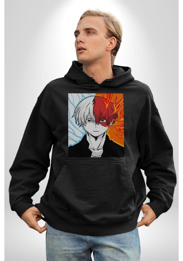 My Hero Academia Boku Anime Kadın Erkek Siyah Kapüşonlu Sweatshirt Hoodie Siyah