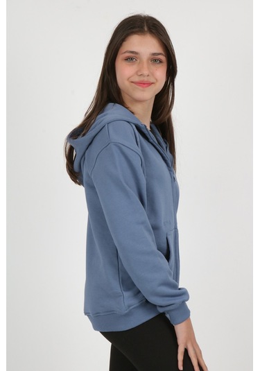 Toontoy Kız Çocuk Nakışlı Hırka Füme