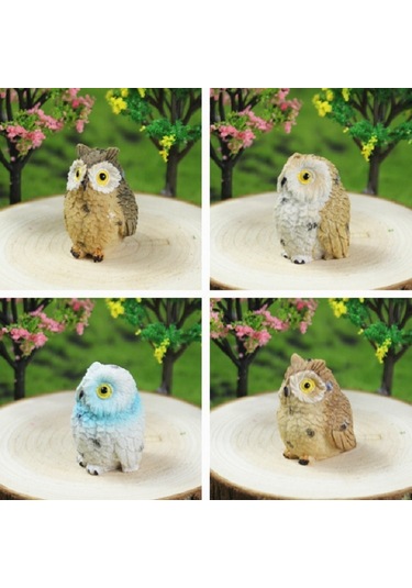 Sones 4 Adet/takım Mini Simülasyon Baykuş Bahçe Dekoratif Hayvan Süsleri