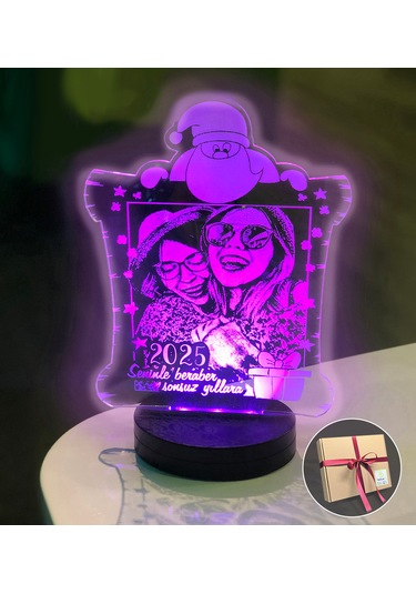 Yılbaşı Hediyesi Kişiye Özel Dikdörtgen Kardan Adam 3d Led Gece L