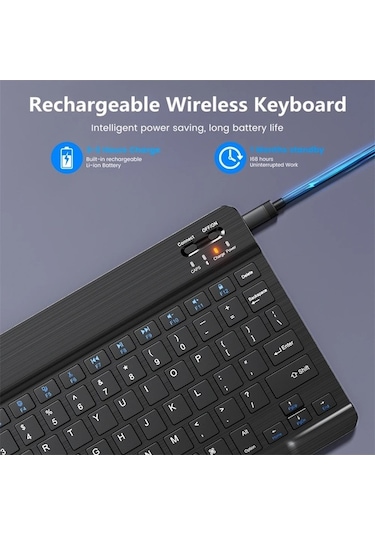 Willowhaven Bluetooth Kablosuz Klavye Fare Android Ios Samsung Xiaomi Tablet İçin İpad Uyumlu Air Sky Blue Keyboard Korean Language