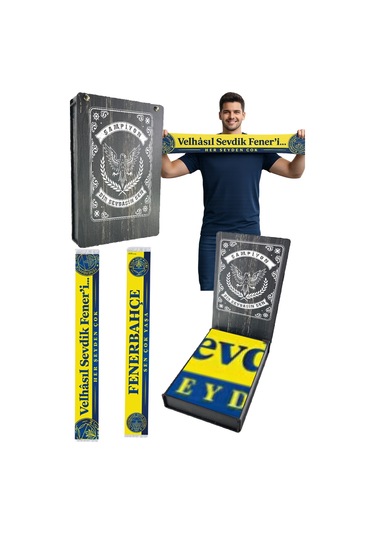 Fenerium Unısex Velhasıl Sevdik Feneri Şal Lazer Kutu Sarı - Lacivert