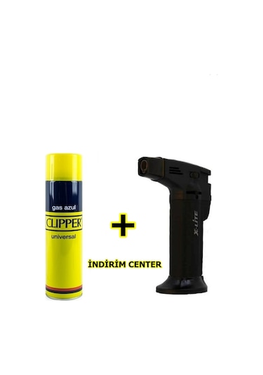 X-Lite 1300 Derece Pürmüz Çakmak Büyük Boy + Clipper Gaz 250 Ml Siyah