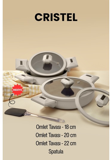 Gigilli Cristel 7 Parça Sahan Seti Mat Krem Krem