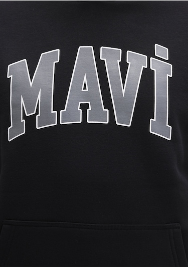 Mavi 067149-902 Mavi Logo Baskılı Kapüşonlu Sweatshirt - Siyah
