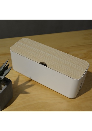 Youmex Beyaz Bambu Desenli Ateş Direncili Asb Malzeme Elektrik Kablosu Organizer Kutusu - Ev İçi Kabloları Topla Ve Koru Classıc