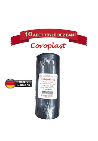 10 Adet Coroplast Tüylü Bez Bant 19mm X 15 Metre Ref:8551