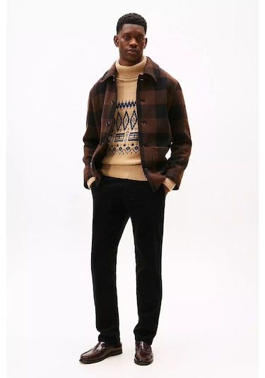 Erkek Denton Düz Paça Kadife Pantolon - Siyah Triple Black