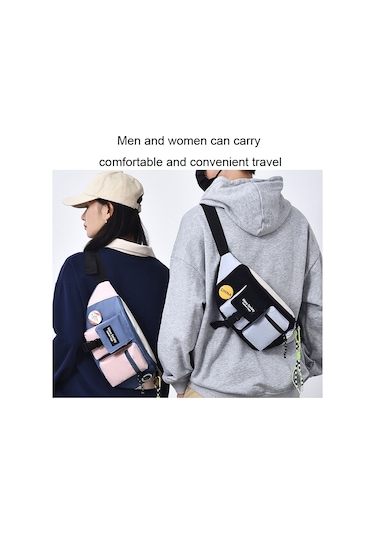 Sones Y9574 Kanvas Crossbody Tek Omuz Sırt Çantası Hafif Spor Göğüs Çantası Turuncu + Kordon Çok Renkli