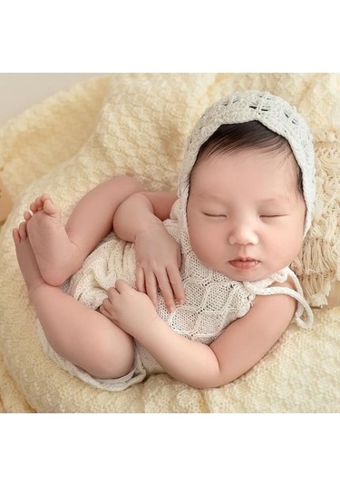 Novahub Yenidoğan Kız Romper Ve Bonnet Bebek Kıyafeti, Koyu Kahverengi, 0-1 Yaş, 80cm Altı, Pamuk, Hayvan Desenli Fotoğraf Aksesuarı Koyu Kahverengi