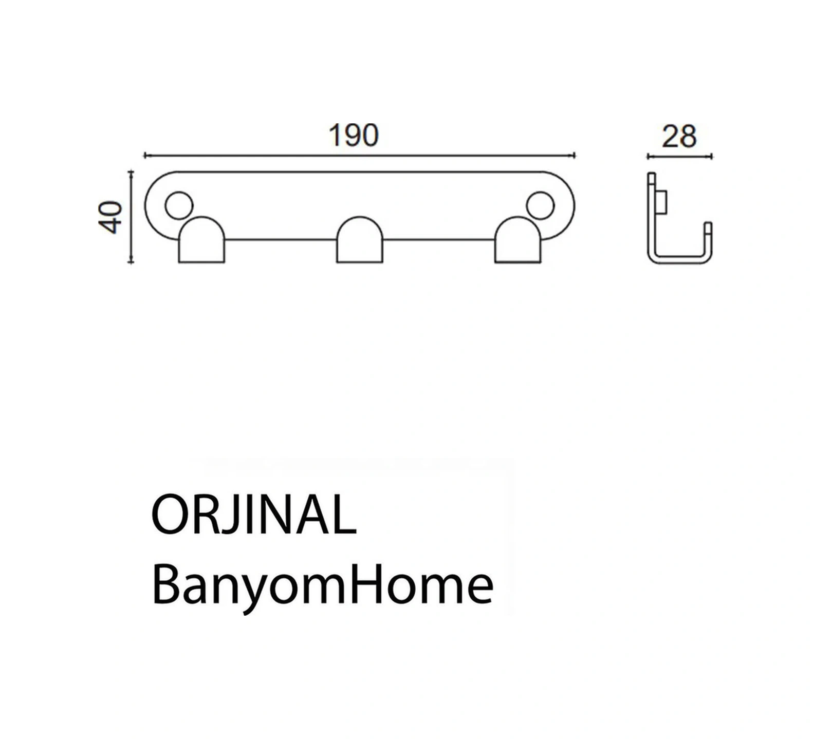 Çelik Banyo Paslanmaz Çelik Paris Mat Siyah 3'lü Askılık Havluluk Banyo Askısı Siyah
