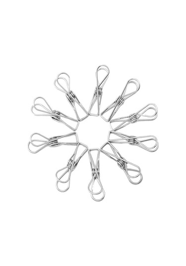 Leezsing Stainless Çelik 5.6cm Giyim Klembi Seti - 20 Adet, Doğal Kurutma, Hafif Ve Pratik, Gümüş Renk Gümüş