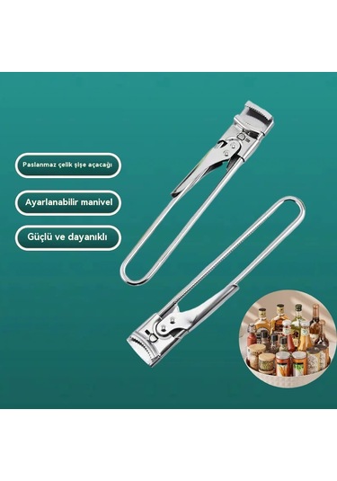 Mengtuo Paslanmaz Çelik Kaymaz Ayarlanabilir Konserve Açacağı Manuel Kapak Açacağı Gümüş Paslanmaz Çelik Şişe Açacağı Paslanmaz Çelik