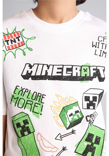 Defacto Mınecraft Oversıze Tişört Erkek Çocuk G8885a826smwt34 Beyaz-wt34