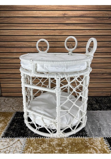 Reyo Lüxperi Kristal Taşlı İki Katlı Kedi Yatağı, Kedi Ranzası Beyaz