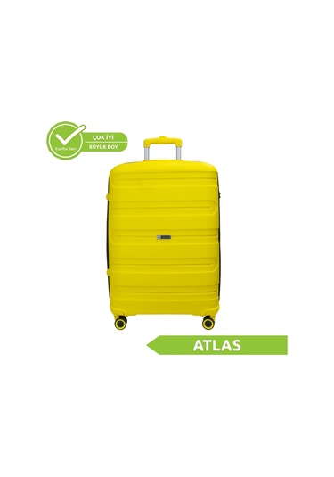 Vegmann Polipropilen Pp Atlas Sarı Büyük Boy Valiz Sarı