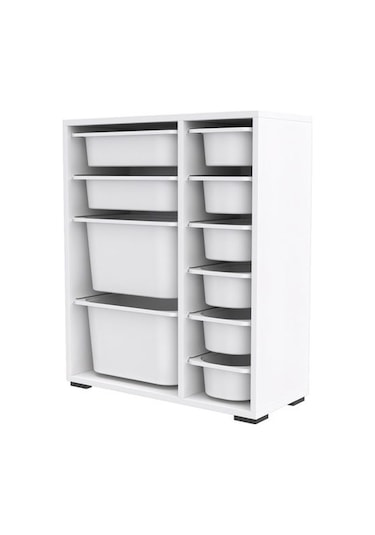 Pratico 10 Sepetli Çok Amaçlı Oyuncak Dolabı - Beyaz - 83x30x45,5 Cm Beyaz