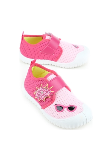 Gezer Yazlık Keten Ayarlanabilir Kız Çocuk Ayakkabı Fuşya