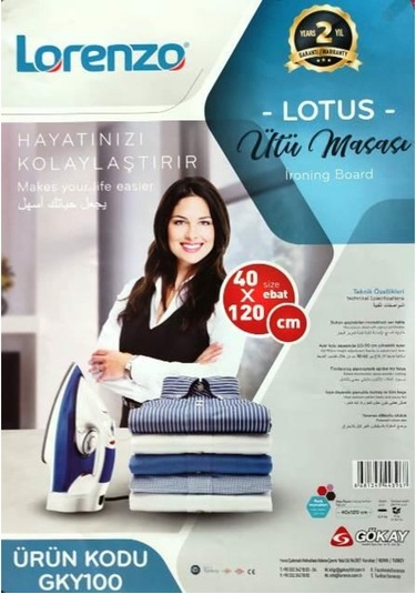 Lorenzo Gky-100 Lotus Ütü Masası 40x120cm