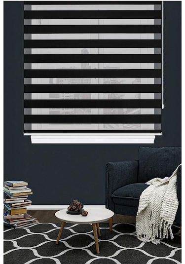 Ithal Siyah Düz Zebra Stor Perde Siyah