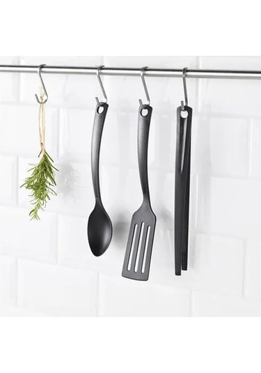 Sumuhome Gnarp Mutfak Gereçleri Seti Maşa Kaşık Spatula Siyah 3 Parça Siyah