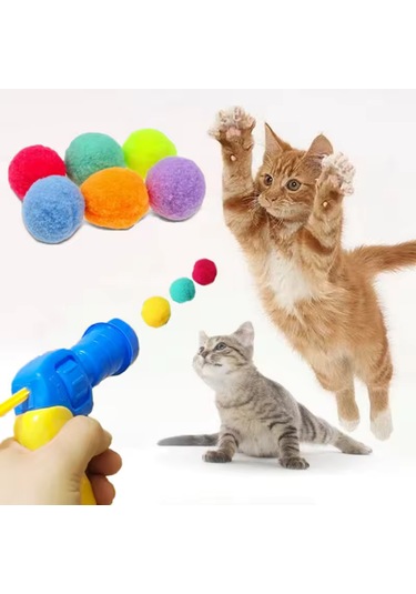 Tineke İnteraktif Kedi Oyun Tabancası 3 Adet Peluş Top